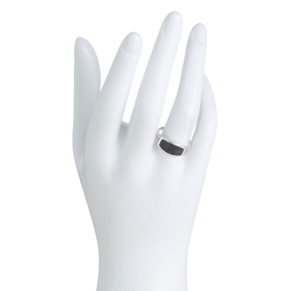 ANNIKA WITT Black Made In Bali Sterling Silver Black Shell Bar Textured Ring - Picture 2 of 2